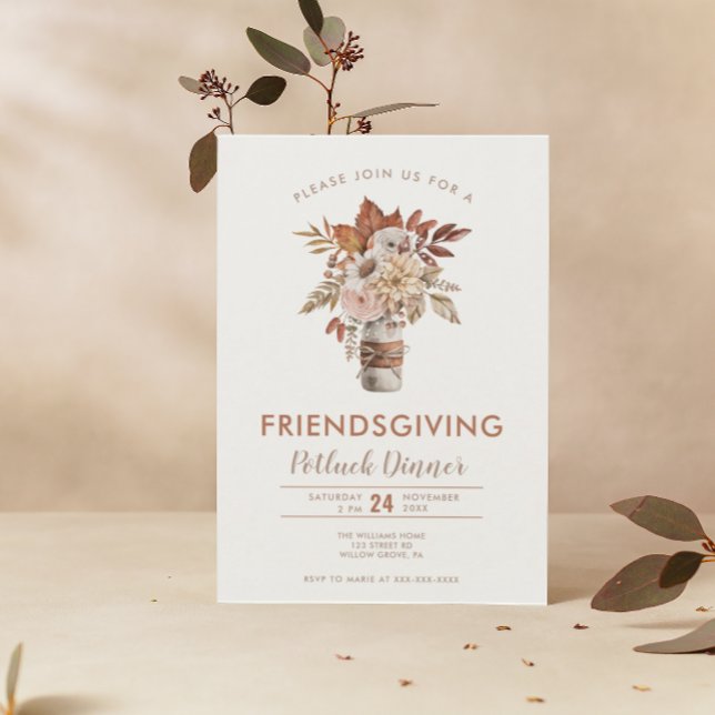 Rustic Friendsgiving Thanksgiving Potluck  Invitation (Creator Uploaded)