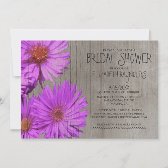 Rustic Frikart's Aster Bridal Shower Invitations (Front)