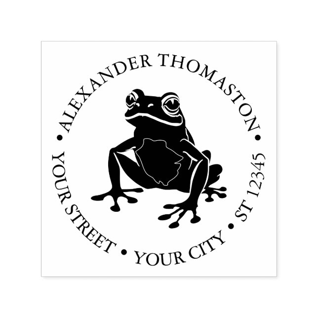 Rustic Frog #1 Amphibian Round Name Address Self-inking Stamp (Design)