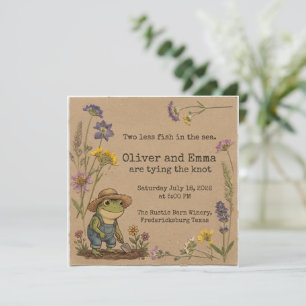 Rustic Frog Garden Wedding Invitation