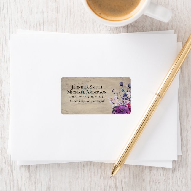 Rustic Fuchsia Floral Woodland Wedding Label (Insitu)