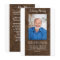 Rustic Funeral Photo Leather Memorial Prayer Card