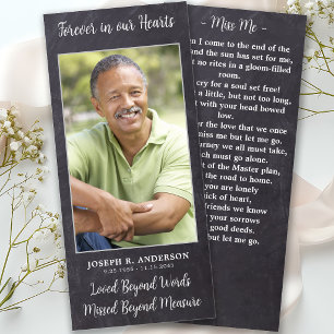 Rustic Funeral Prayer Memorial Poem Bookmark Card