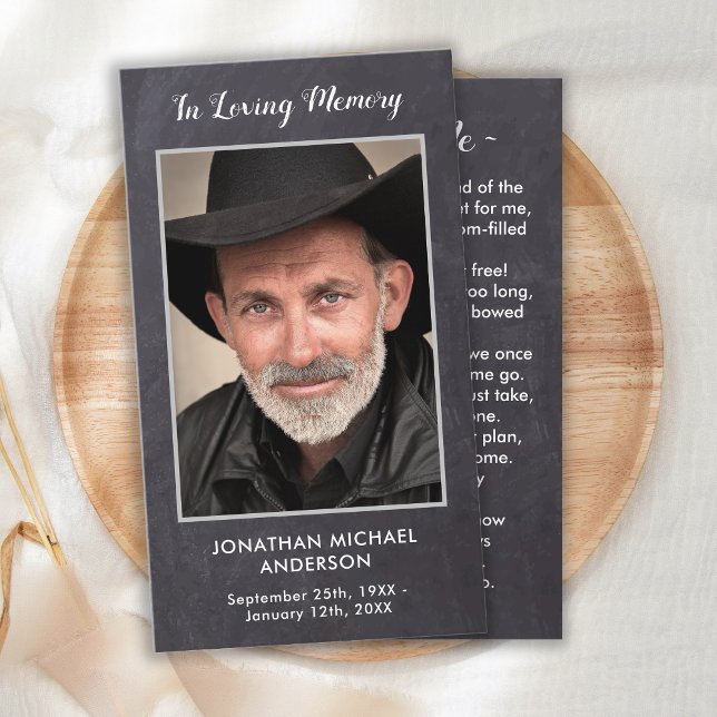 Rustic Funeral Sympathy Memorial Photo Prayer Card (Creator Uploaded)