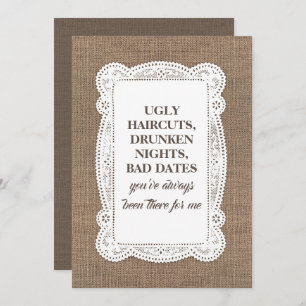 Rustic Funny Bridesmaid / Maid of Honour Proposal Invitation