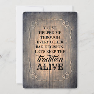 Rustic Funny Bridesmaid / Maid of Honour Proposal Invitation