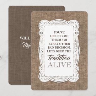 Rustic Funny Bridesmaid / Maid of Honour Proposal Invitation