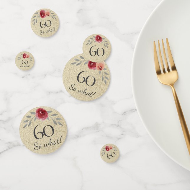 Rustic Funny Watercolor Floral 60th Birthday Confetti (Group)