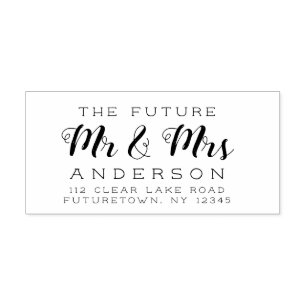 Rustic Future Mr and Mrs Return Address Script Rubber Stamp