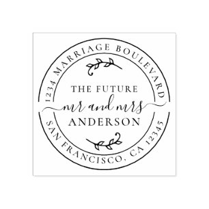 Rustic Future Mr Mrs Round Return Address Rubber S Rubber Stamp