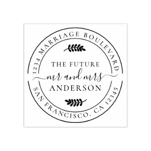 Rustic Future Mr Mrs Round Return Address Rubber Stamp