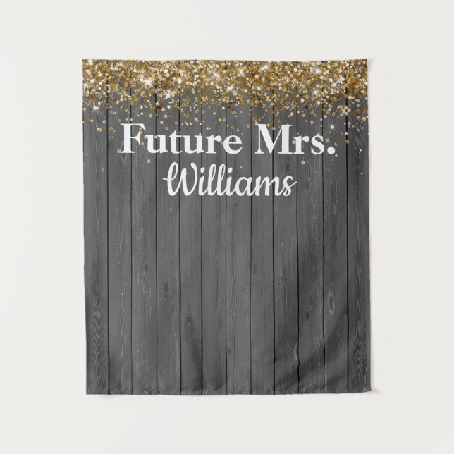 Rustic Future Mrs Bridal Shower Backdrop Prop Tapestry (Front)
