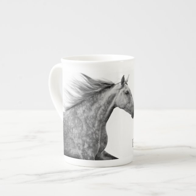 Rustic Galloping Andalusian Horse Bone China Mug (Front Left)