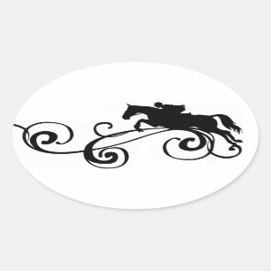 Rustic Galloping Andalusian Horse Oval Sticker