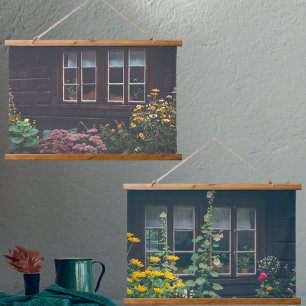 Rustic garden and a cozy cottage hanging tapestry