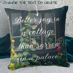 Rustic garden and a cozy cottage  throw pillow