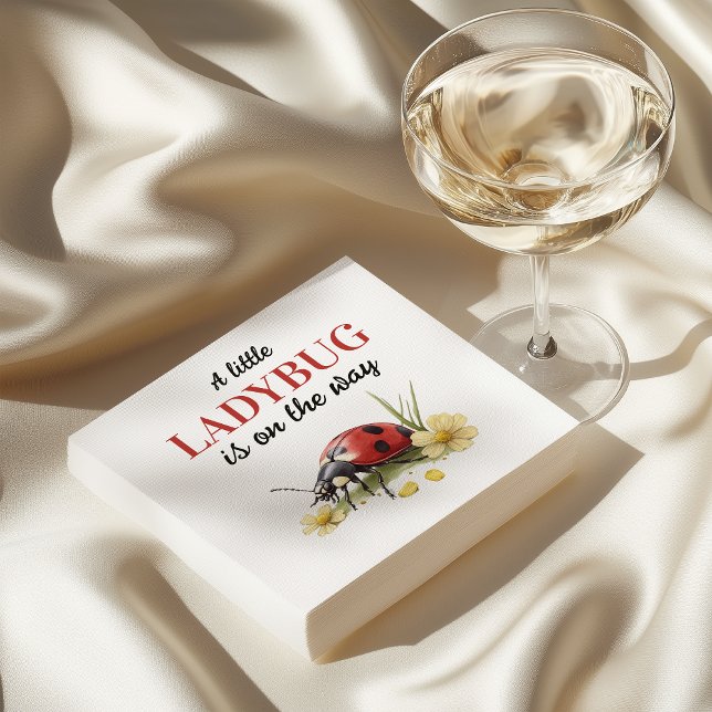 Rustic Garden Daisy Little Ladybug Baby Shower Napkin (Creator Uploaded)