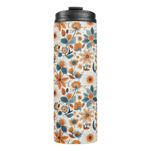 Rustic Garden Floral Folk Art Illustration Spring Thermal Tumbler