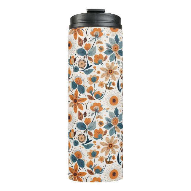Rustic Garden Floral Folk Art Illustration Spring  Thermal Tumbler (Front)