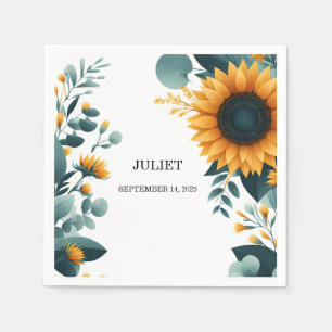 Rustic Garden Greenery Sunflower Bridal Shower Napkin