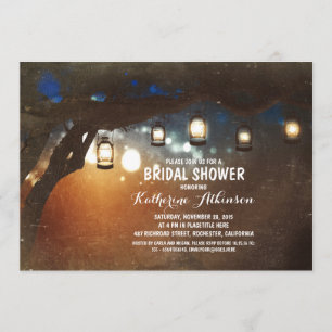 rustic garden lights lanterns bridal shower invite