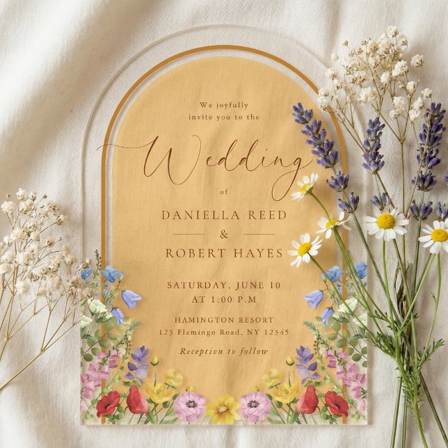 Rustic Garden Spring Summer Floral Wedding Acrylic Invitations (create your own personalized rustic boho wildflower acrylic wedding invitation)
