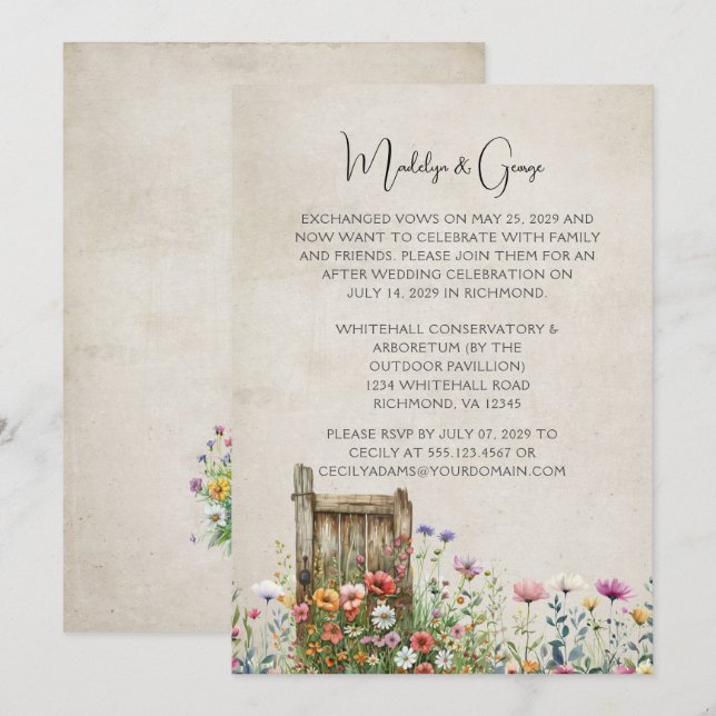 Rustic Garden Theme Reception Only Invitation (Front/Back)