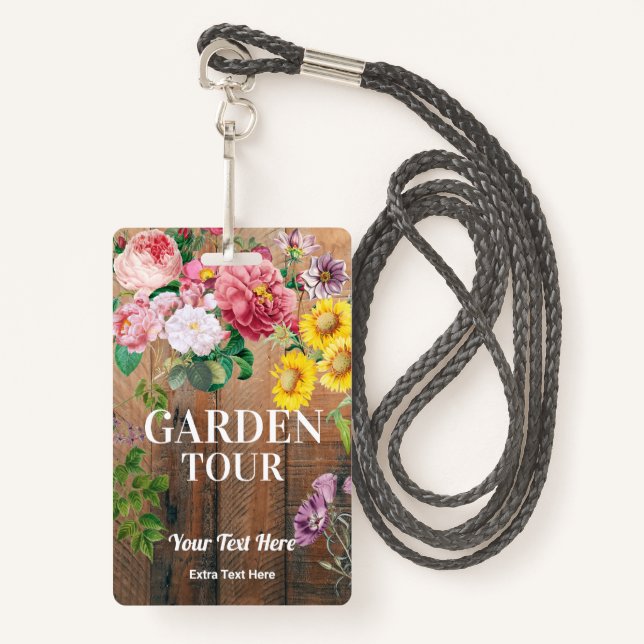 Rustic Garden Tour Badge Billet Pass (Devant avec lanière)