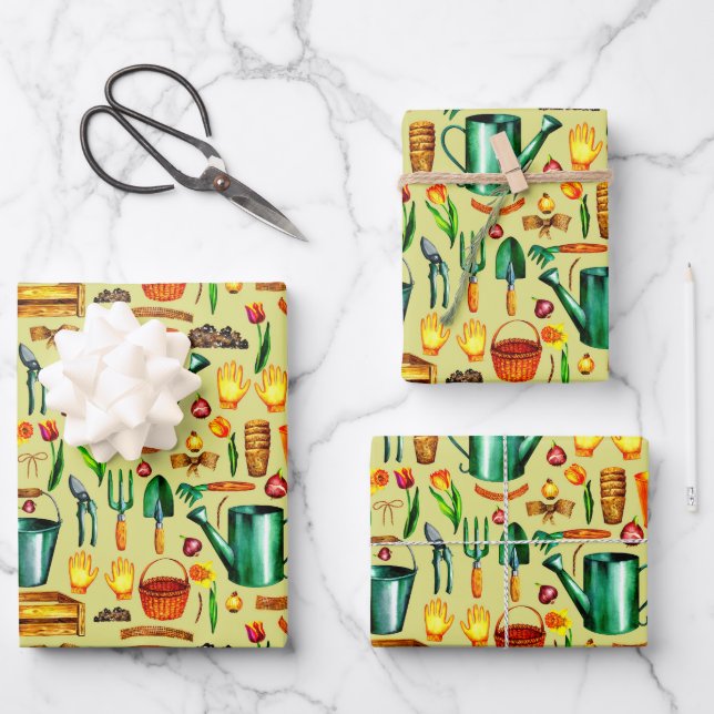 Rustic Gardener Gardening Tools Flowers  Wrapping Paper Sheet (Front)