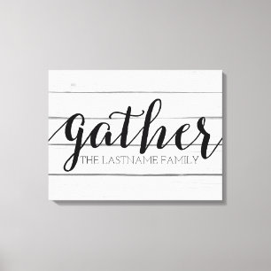 Rustic Gather - Shiplap Wood with Custom Family Canvas Print