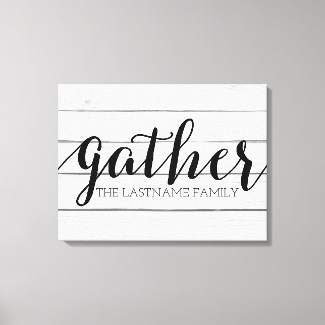 Rustic Gather - Shiplap Wood with Custom Family Canvas Print (Front)