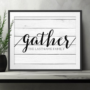 Rustic Gather - Shiplap Wood with Custom Family Poster