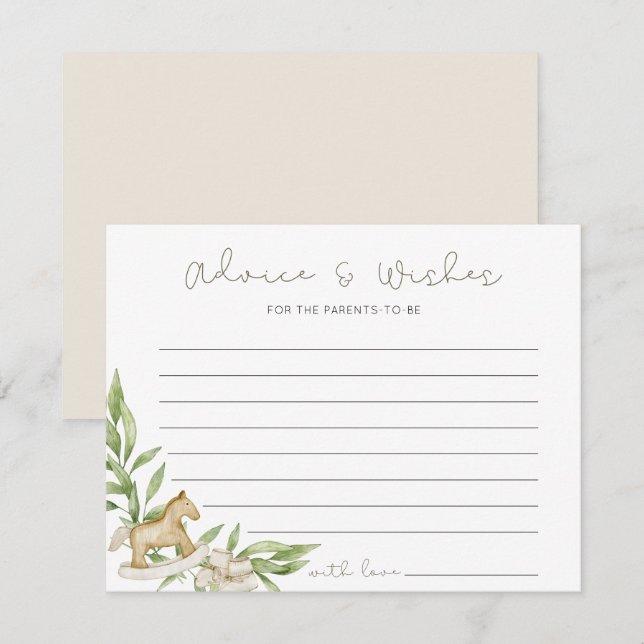 Rustic Gender Neutral Advice Wishes Baby Shower Card (Front/Back)