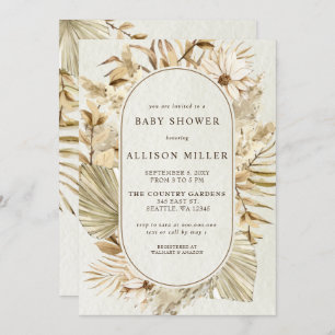 Rustic Gender Neutral Boho Pampas Baby Shower Invitation