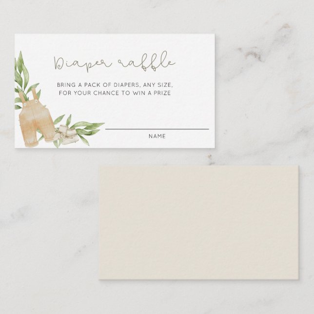 Rustic Gender Neutral Diaper Raffle Enclosure Card (Front/Back)