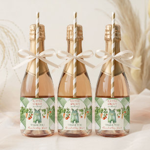 Rustic Gender Neutral Little Sprout Baby Shower Sparkling Wine Label
