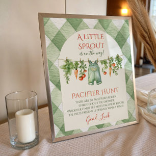 Rustic Gender Neutral Sprout Baby Shower Hunt Game Poster