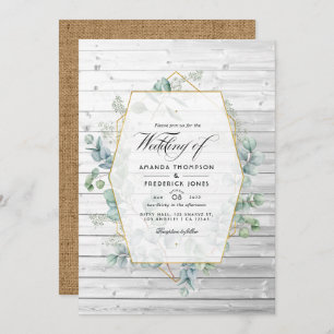 Rustic Geometric Eucalyptus Garden Wedding Invitat Invitation