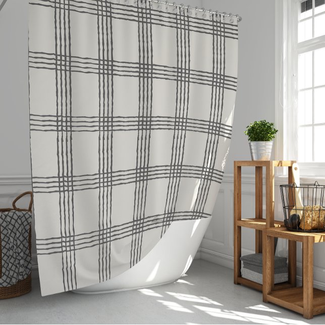 Rustic Geometric Modern Minimalist Plaid (Rustic Geometric Modern Minimalist Plaid Shower Curtain)