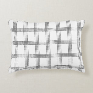 Rustic Geometric Modern Minimalist Plaid Accent Pillow