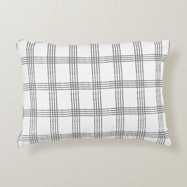 Rustic Geometric Modern Minimalist Plaid Accent Pillow (Front)