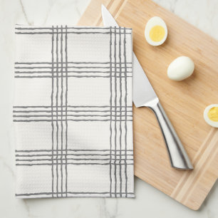 Rustic Geometric Modern Minimalist Plaid Kitchen Towel