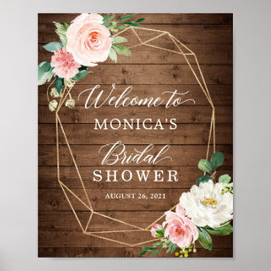 Rustic Geometric Romance Floral Bridal Shower Sign