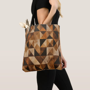 Rustic Geometric Wood Pattern Custom Tote Bag Ea