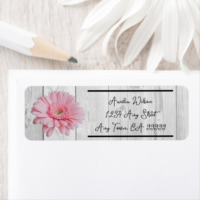 Rustic Gerber Daisy Adresse de retour Label (En situation)