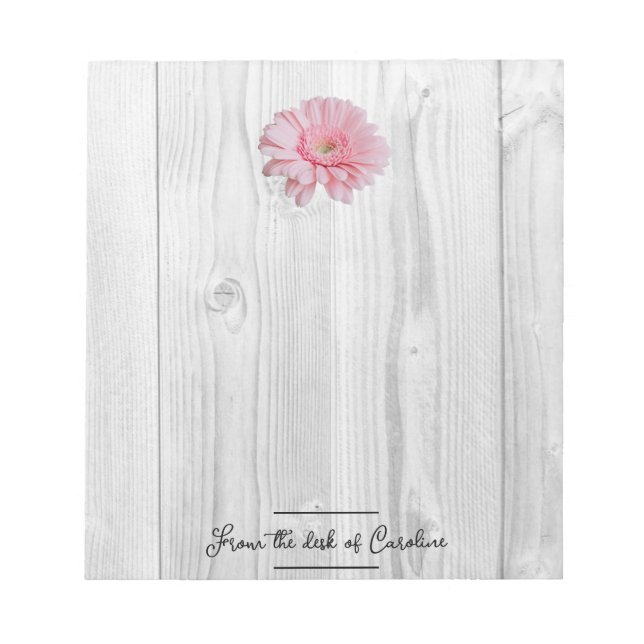 Rustic Gerber Daisy Personalized Notepad (Front)