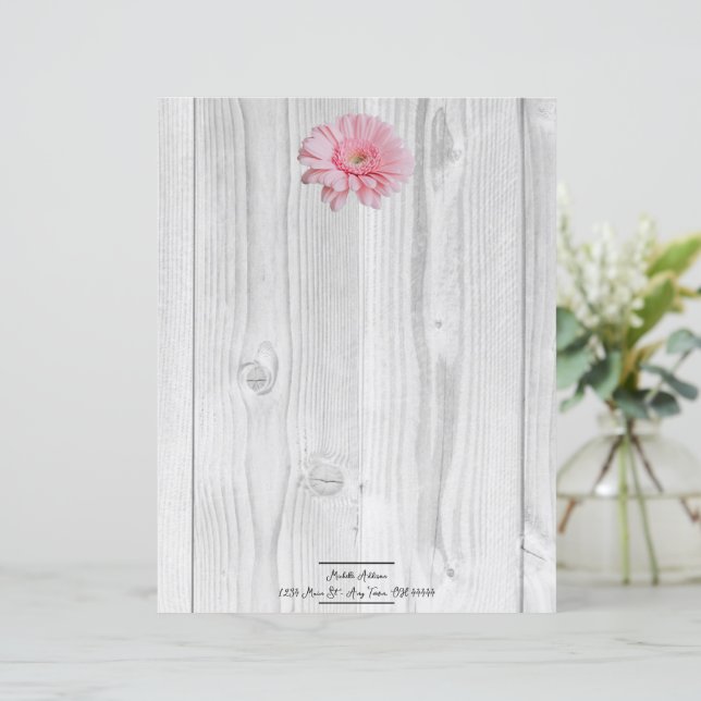 Rustic Gerber Daisy Personalized Paper Sheet (Standing Front)