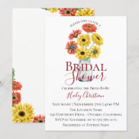 Rustic Gerber Floral Bridal Shower Invitation