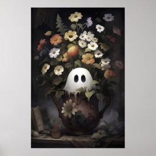 Rustic ghost flower pot portrait printable, plant poster