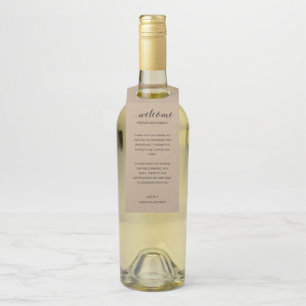 Rustic Gift Basket Welcome to Wedding Bottle Tag
